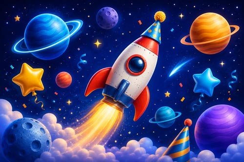 Space birthday invitations