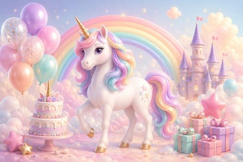 Unicorn birthday invitations